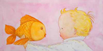 JANE DYER - GOODNIGHT LIPS, BABY AND FISH - WATERCOLOR - 20.25 x 10.25