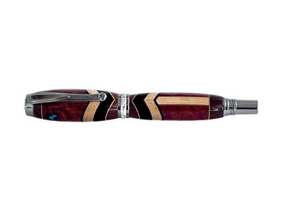 MICHAEL EVANS - SEGMENTED PEN, HONEY LOCUST BURL, MAPLE, COCOBOLO, WALNUT & TURQ - WOOD