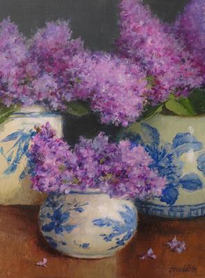 AMANDA FISH - LILACS - OIL ON LINEN - 9 X 12