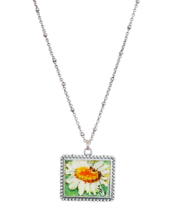TERRI GALLO - PAINTED WHITE SUNFLOWER NECKLACE - MIXED MEDIA