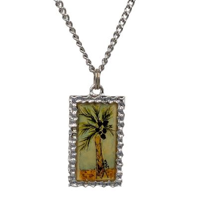TERRI GALLO - PAINTED PALM TREE NECKLACE - MIXED MEDIA