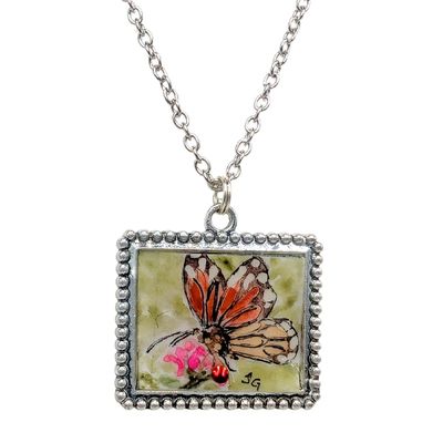 TERRI GALLO - MONACH BUTTERFLY PAINTED NECKLACE - MIXED MEDIA