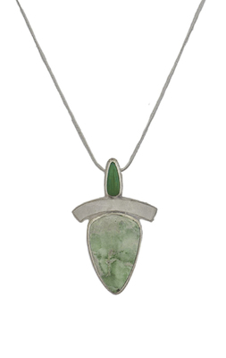 BILL GALLAGHER - CHRYSOPRASE, VARISCITE STERLING SILVER PENDANT - STERLING & GEMSTONE