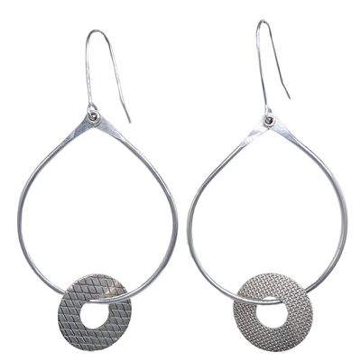 BILL GALLAGHER - TEAR DROP HOOPS W/ SILVER ACCENT - STERLING SILVER