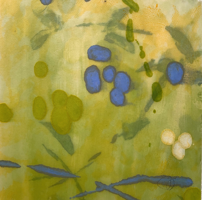 JANE GUTHRIDGE - CALM 2 - ENCAUSTIC ON MULBERRY PAPER - 9.75 x 9.75