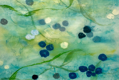 JANE GUTHRIDGE - COLOR OF WATER 45 - ENCAUSTIC ON MULBERRY PAPER - 24 x 18