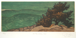 JAMES GROLEAU - LONE TREE SCHOODIC POINT - MEZZOTINT - 12 X 5