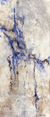 NANCY GOLDMAN - BLUE ENERGY - ENCAUSTIC - 36.5 X 16