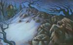 MARY GRANDPRE - FINDING THE ROCKS - PASTEL - 21 X 12.5