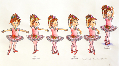 ROBIN PREISS GLASSER - BALLET POSITIONS - WATERCOLOR - 16.75 X 8