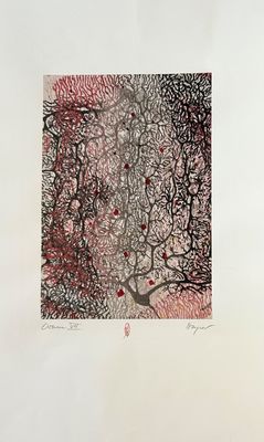 DIRK HAGNER - OVUM VII - WOODCUT, MONOTYPE - 8 X 11.5