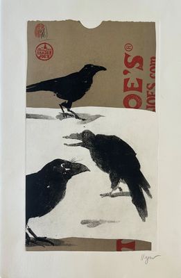 DIRK HAGNER - TJs CROWS - AQUATINT, CHINE COLLE - 9.25 X 16