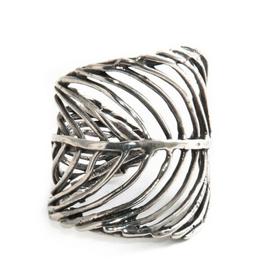 JIVITA HARRIS-CASEY - LARGE STERLING SILVER FEATHER RING - SILVER
