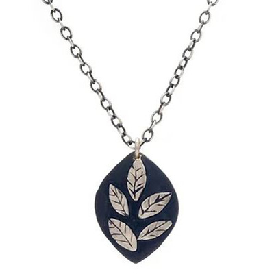 JIVITA HARRIS-CASEY - SMALL FALLING LEAVES NECKLACE - STERLING & GEMSTONE