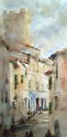 JULIE HILL - MALTALCINO, ITALY - WATERCOLOR - 10 X 20