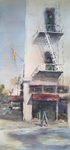 JULIE HILL - 5TH AND SYCAMORE - WATERCOLOR - 10 X 20