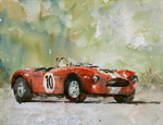 JULIE HILL - # 10, VINTAGE SHELBY COBRA - WATERCOLOR - 16 x 12