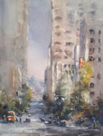 JULIE HILL - LOOKING UP GRAND AVE - WATERCOLOR - 12 X 16