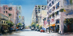 JULIE HILL - 8TH & LOS ANGELES - WATERCOLOR - 16 X 8