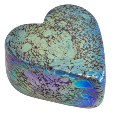 KEN AND INGRID HANSON - LEOPARD HEART PAPERWEIGHT - GLASS