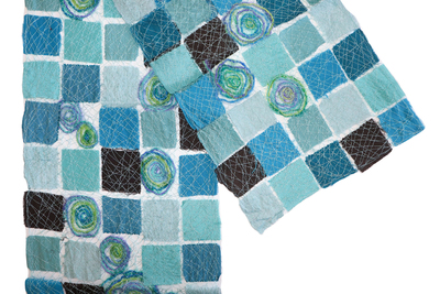 MARY HAMMOND - MOSAIC SQUARES W/ WATER ROSES SCARF - FIBER