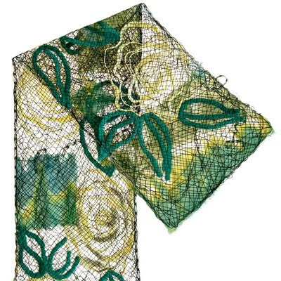 MARY HAMMOND - PEEK-A-BOO ROSE GREEN SCARF - FIBER