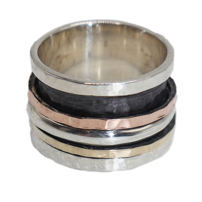 ITHIL METALWORKS - SILVER & 9K GOLD SPINNER RING - SILVER - 8