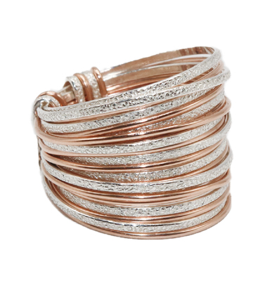 ITHIL METALWORKS - SILVER & ROSE GOLD WRAP RING - SILVER & GOLD - 8