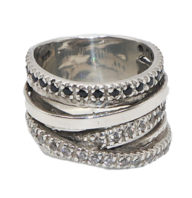 ITHIL METALWORKS - SILVER BANDS & CZ RING - SILVER - 8.5