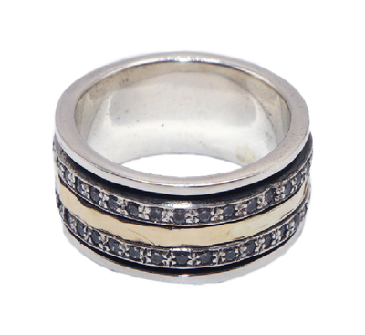 ITHIL METALWORKS - CZ SILVER & GOLD SPINNER RING - SILVER & GOLD - 7.5