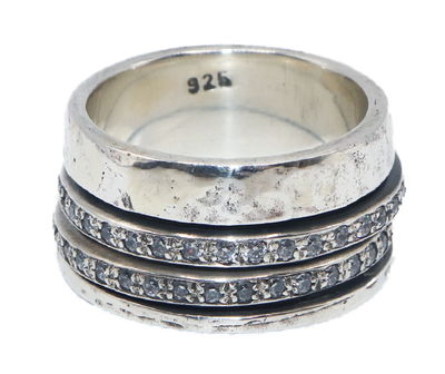 ITHIL METALWORKS - CZ SILVER SPINNER RING - SILVER - 7.5
