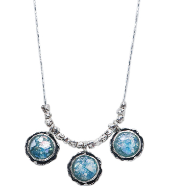 ITHIL METALWORKS - ROMAN GLASS W/ CIRCLES NECKLACE - SILVER & GLASS