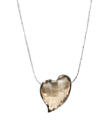 ITHIL METALWORKS - SILVER & 9K GOLD HEART NECKLACE - SILVER & GOLD