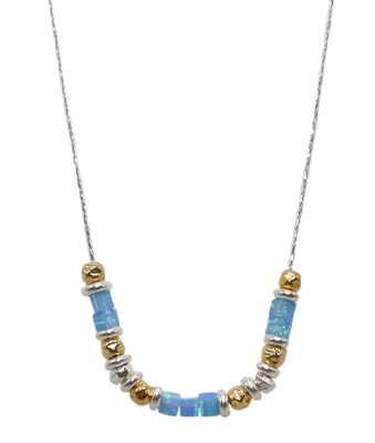 ITHIL METALWORKS - SILVER & GOLD FILLED OPAL BEADED NECKLACE - SILVER & GOLD