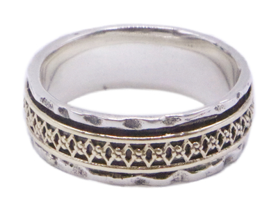 ITHIL METALWORKS - STERLING & 9K GOLD TEXTURED RING - SILVER & GOLD - 7