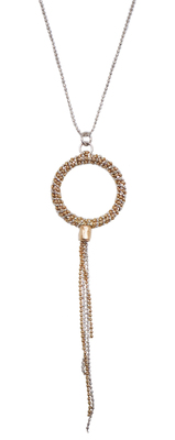 ITHIL METALWORKS - GOLD AND STERLING BEADED HOOP WITH TASSELS NECKLACE - STERLING & GOLD