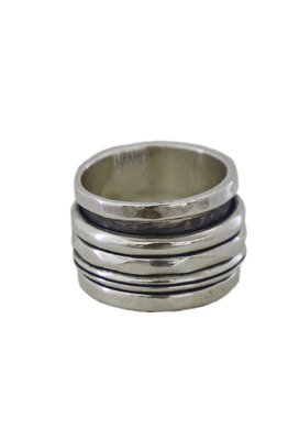 ITHIL METALWORKS - OXIDIZED SILVER RING W/ THREE SILVER BANDS - SILVER - 8.75