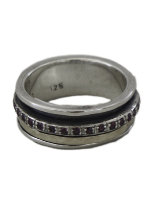 ITHIL METALWORKS - SILVER AND 9K GOLD SPINNER RING WITH RUBY - SILVER & GOLD - 7.25