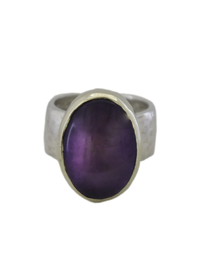 ITHIL METALWORKS - SILVER AND 9K GOLD RING WITH AMETHYST - SILVER & GOLD - 8