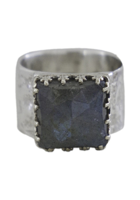 ITHIL METALWORKS - SILVER AND 9K GOLD RING WITH LABRADORITE - SILVER & GOLD - 8