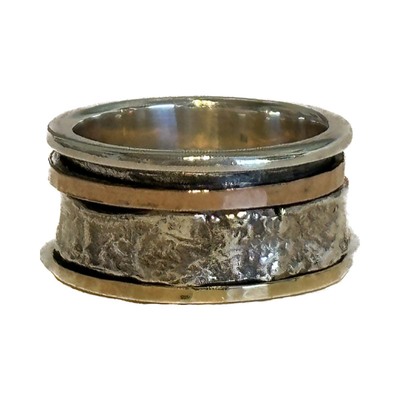 ITHIL METALWORKS - GOLD MIX + SILVER SPINNER RING - SILVER & GOLD