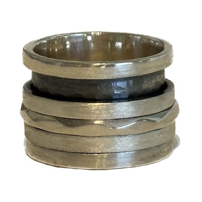 ITHIL METALWORKS - STERLING SILVER SPINNER RING - SILVER & GOLD