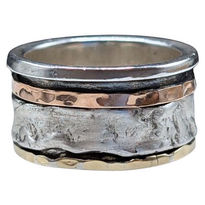 ITHIL METALWORKS - RIDGID SILVER MULTI METAL SPINNER RING - STERLING SILVER