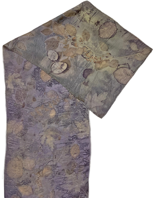 NIKA IVANOFF - BURGUNDY & GREEN CHARMEUSE SILK SCARF - SILK