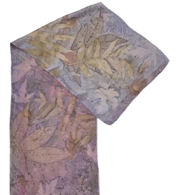 NIKA IVANOFF - CHARMEUSE SILK SCARF - LIGHT PURPLE & GREEN - FIBER