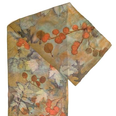 NIKA IVANOFF - DK GREEN & RUST HABOTAI SILK SCARF - SILK