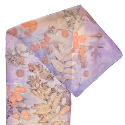 NIKA IVANOFF - PURPLE & RUST CHARMEUSE SILK SCARF - SILK