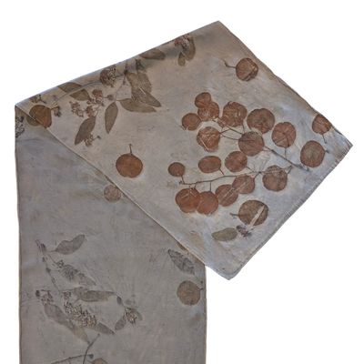 NIKA IVANOFF - GREY & RUST CHARMEUSE SILK SCARF - SILK