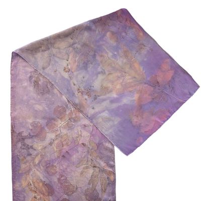 NIKA IVANOFF - LT PURPLE & RUST HABOTAI SILK SCARF - SILK