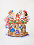 ROBIN PREISS GLASSER - DOLL CAROUSEL - PEN, INK & WATERCOLOR - 8.75 X 9